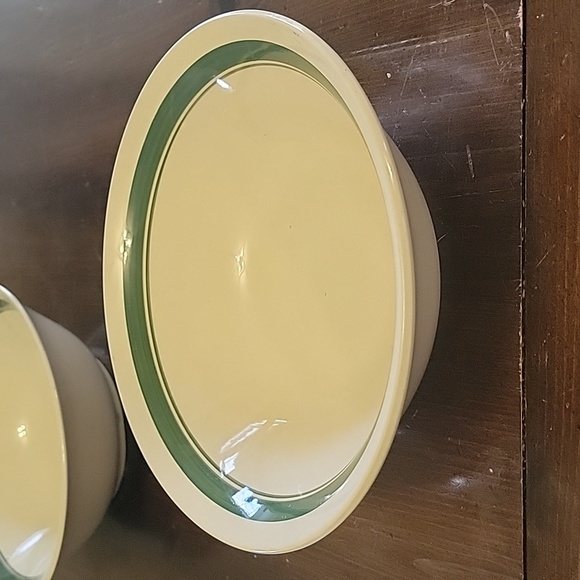 Other - Cream with green stripe serving dish